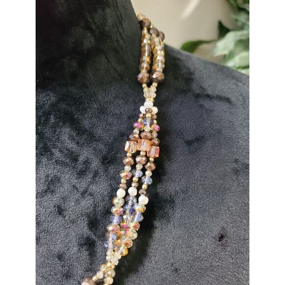 Multicolor Strand Knotted Mixed Beads Fashion Statement Long Necklace - Picture 2 of 7